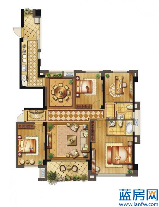 152m² 4房2厅2卫1阳台