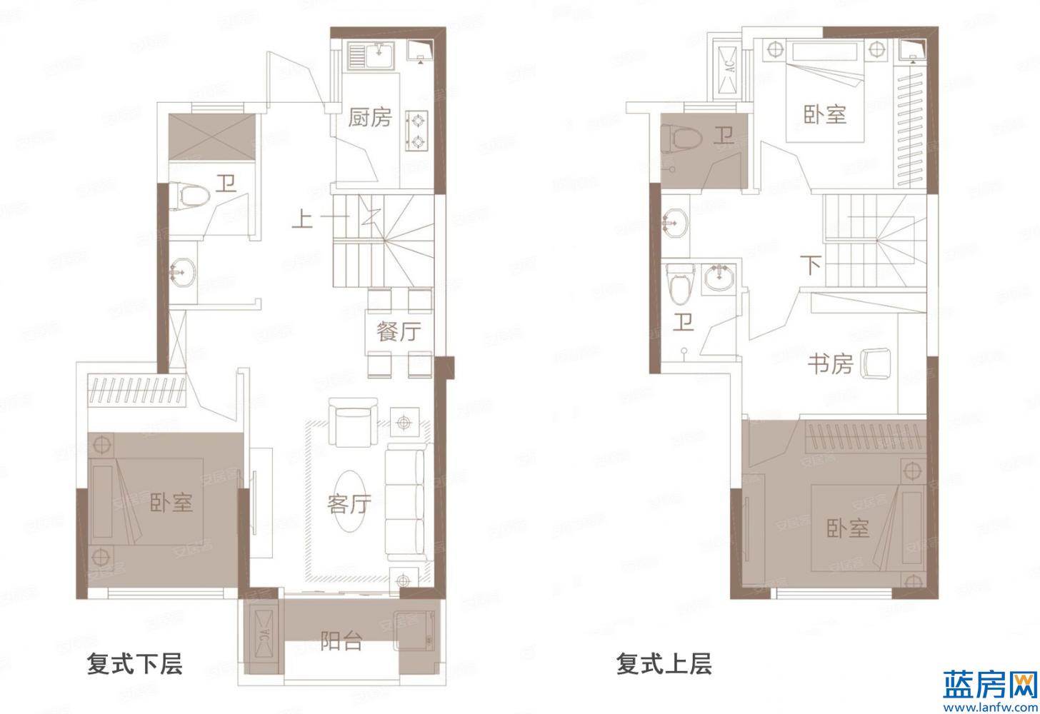 3#03-06单元户型， 4室2厅3卫1厨， 建筑面积约83.00平米