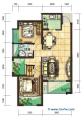 恒宝城市广场户型图:E建筑面积约88㎡：两房两厅一厨一卫