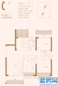 中骏商城户型图:住宅C 126㎡ 三房两厅两卫