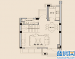 中海悦府户型图130平联排别墅一 面积:130.00m2